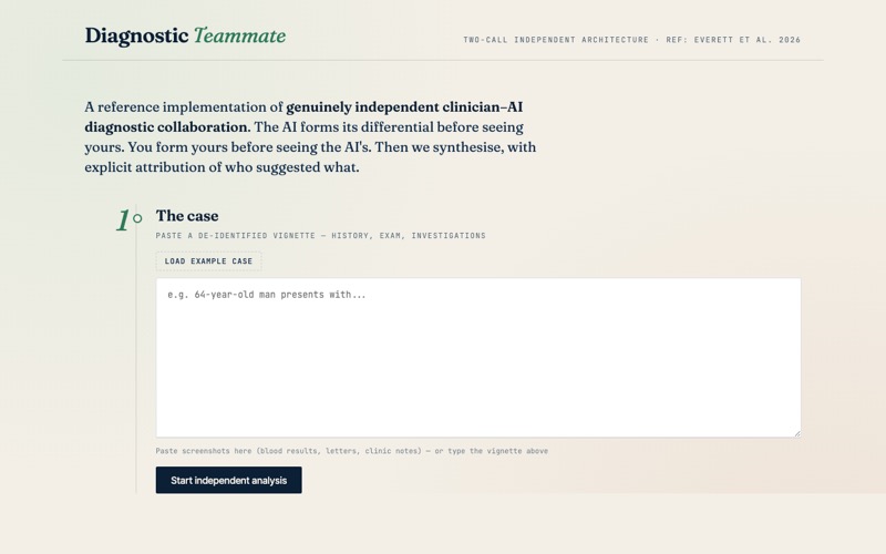 Diagnostic Teammate case input