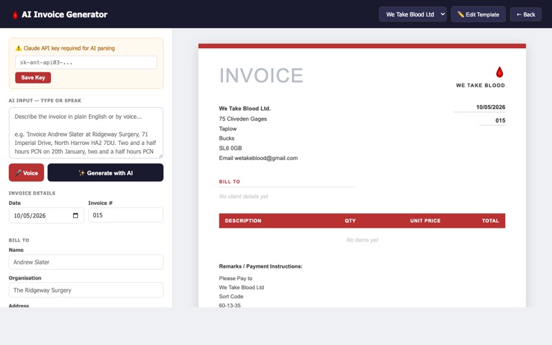 AI Invoice Generator
