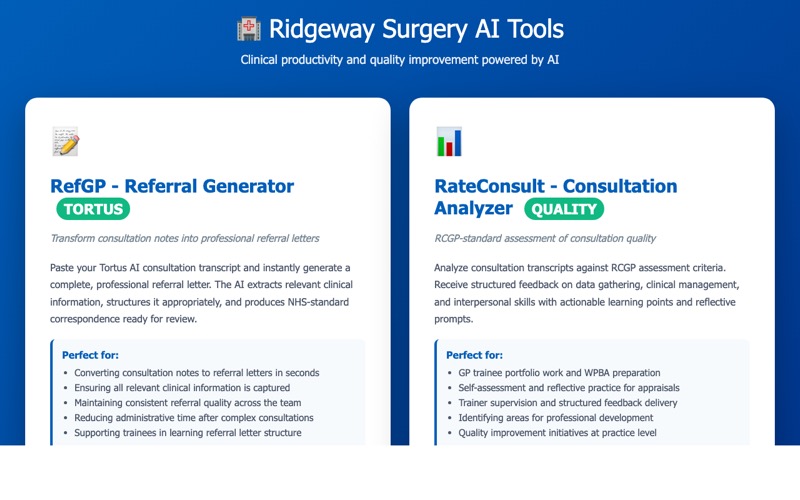 Ridgeway AI Tools home